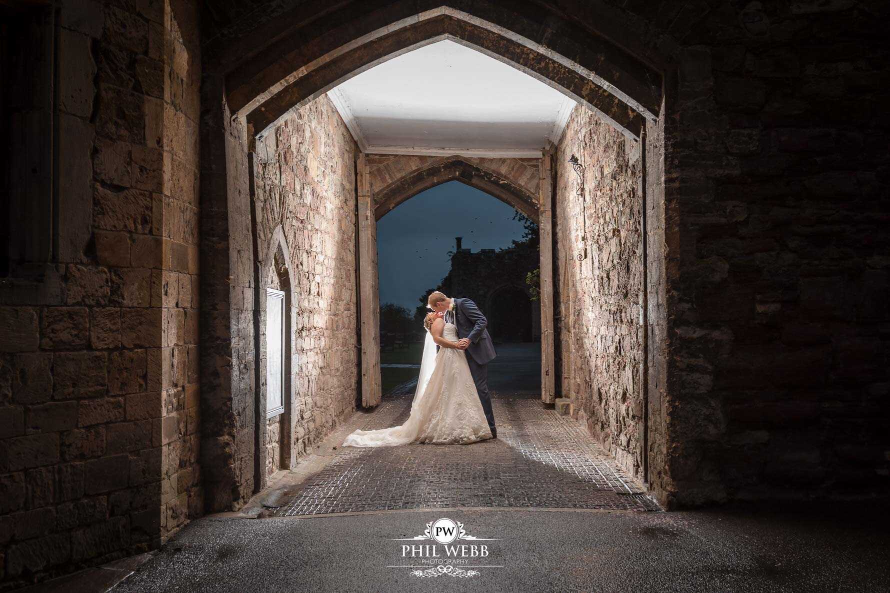 Berkley Castle Wedding Photography bride and groom evening portrait