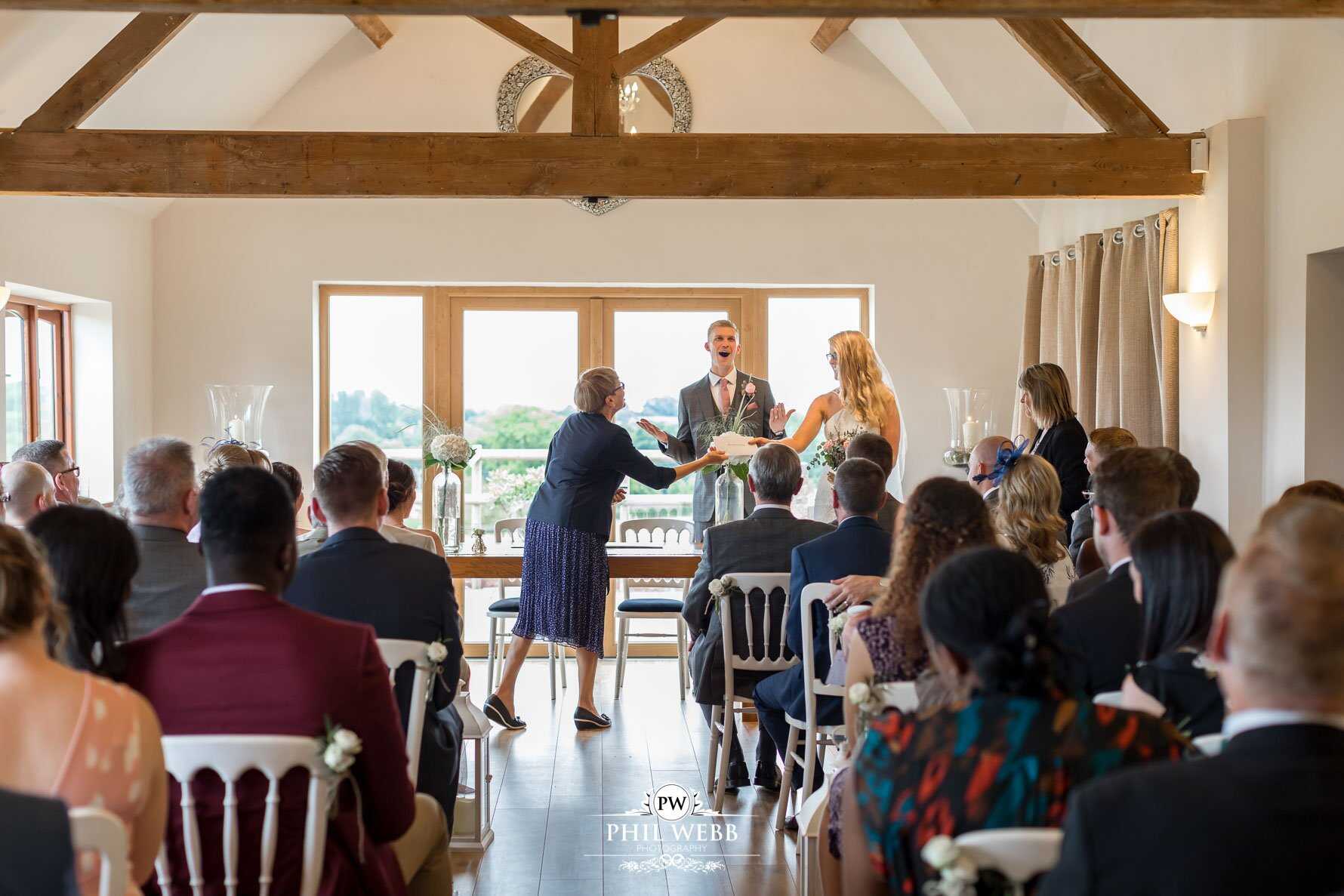 Borddesley Park Farm Wedding Photography Indoor Wedding Ceremony