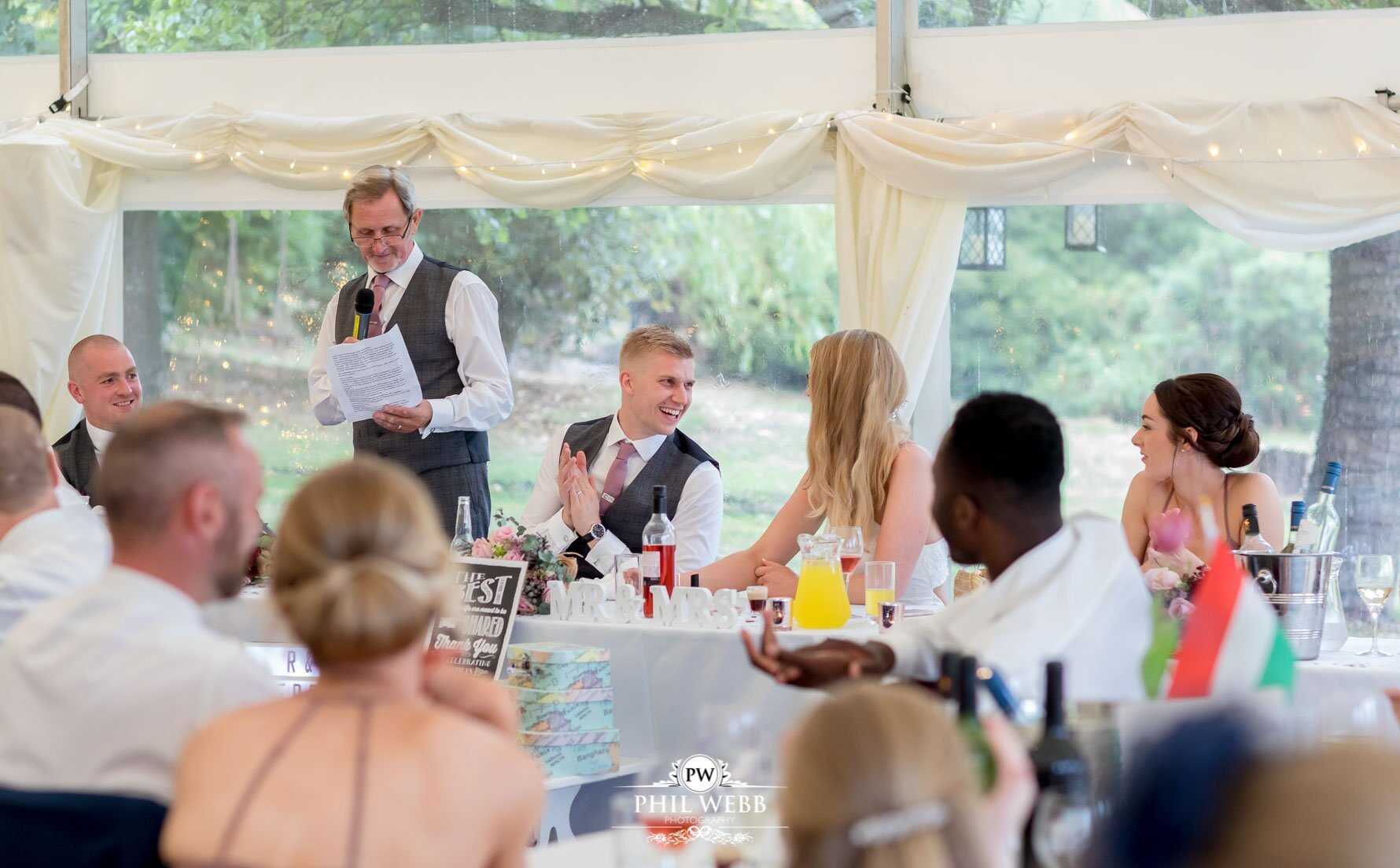 Borddesley Park Farm Wedding Photography reception speeches
