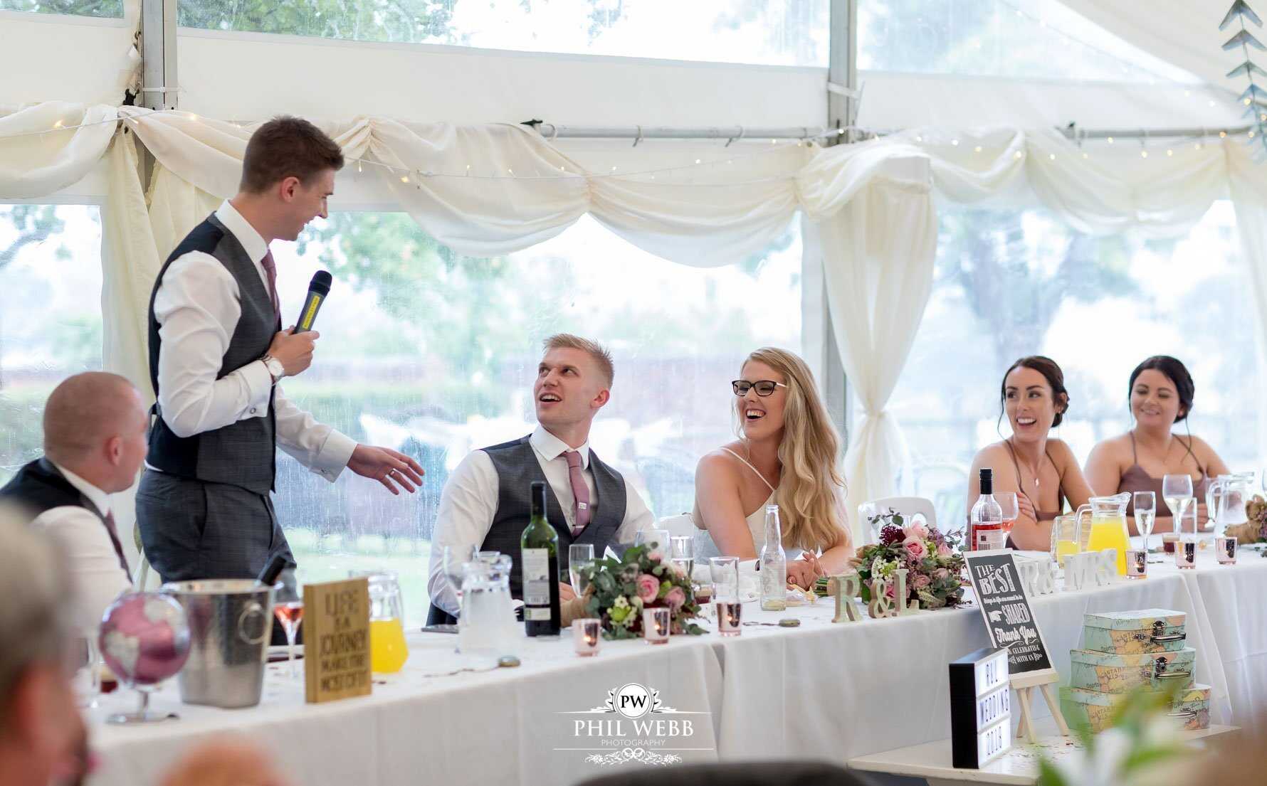 Borddesley Park Farm Wedding Photography reception speeches