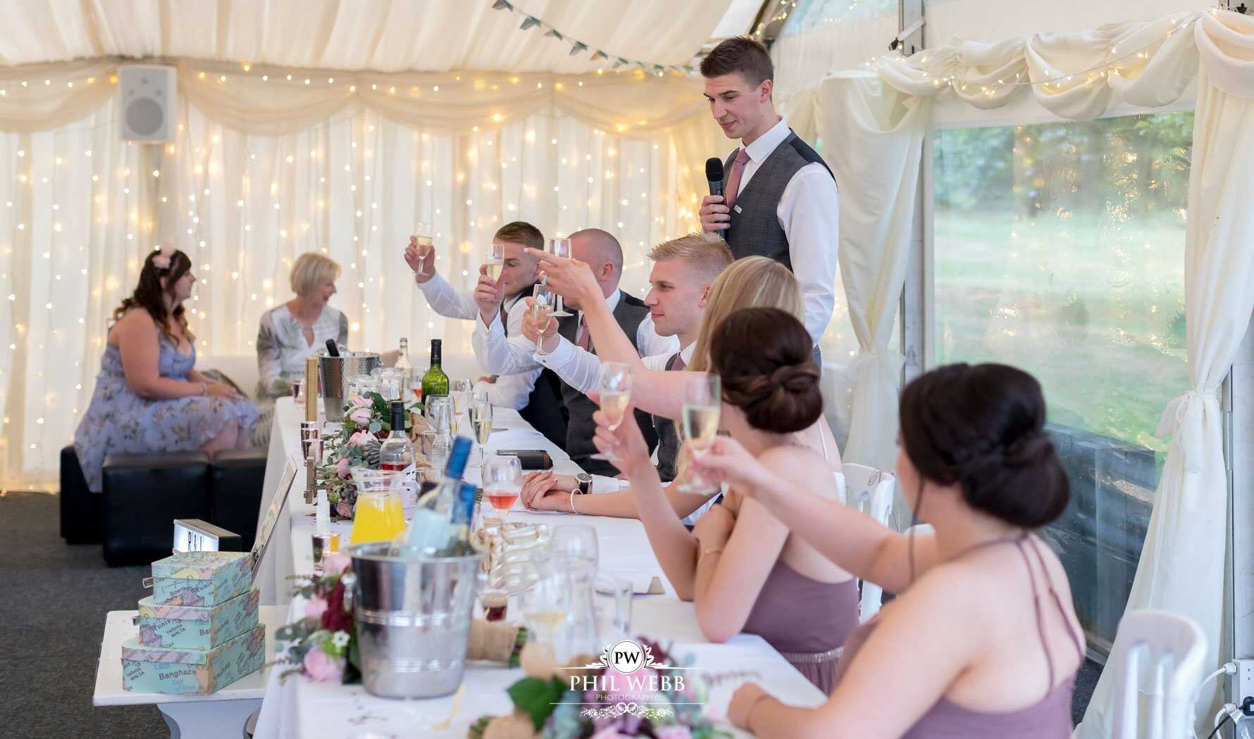Borddesley Park Farm Wedding Photography reception speeches