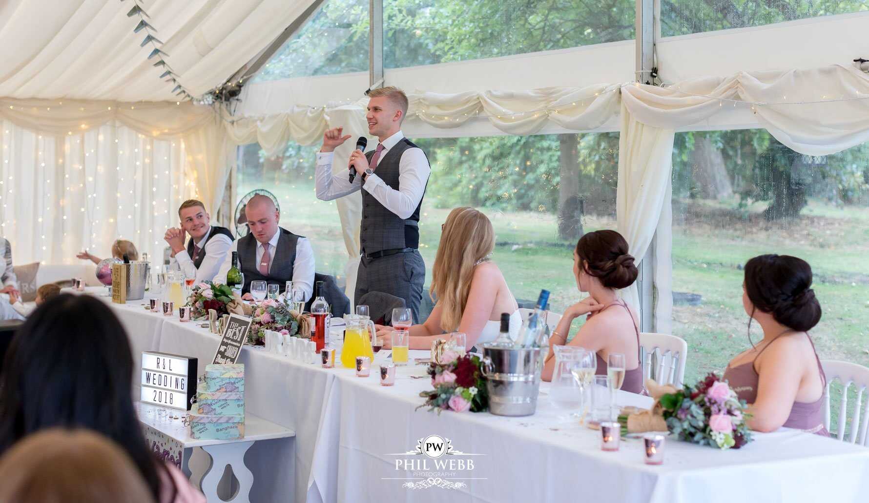 Borddesley Park Farm Wedding Photography reception speeches
