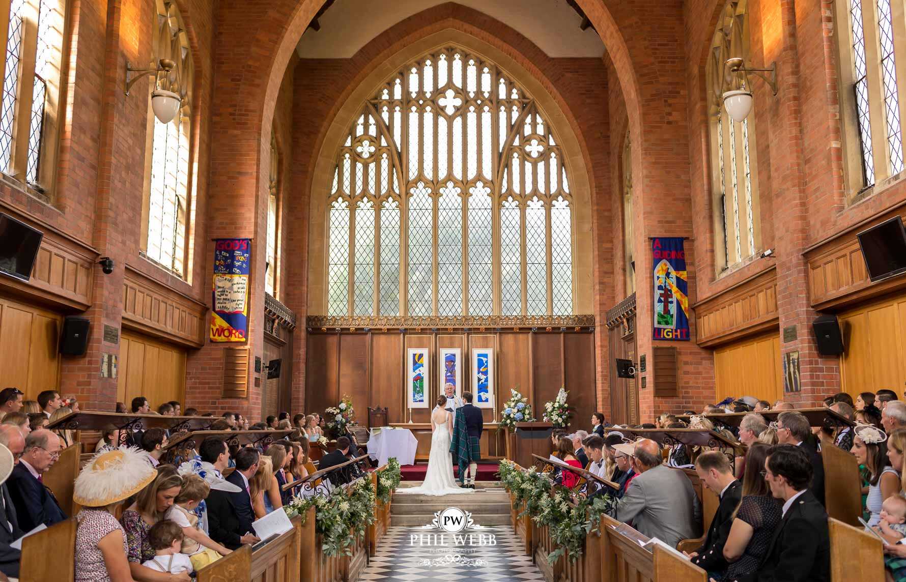 Dean Close School Chapel Wedding Photography wedding ceremony