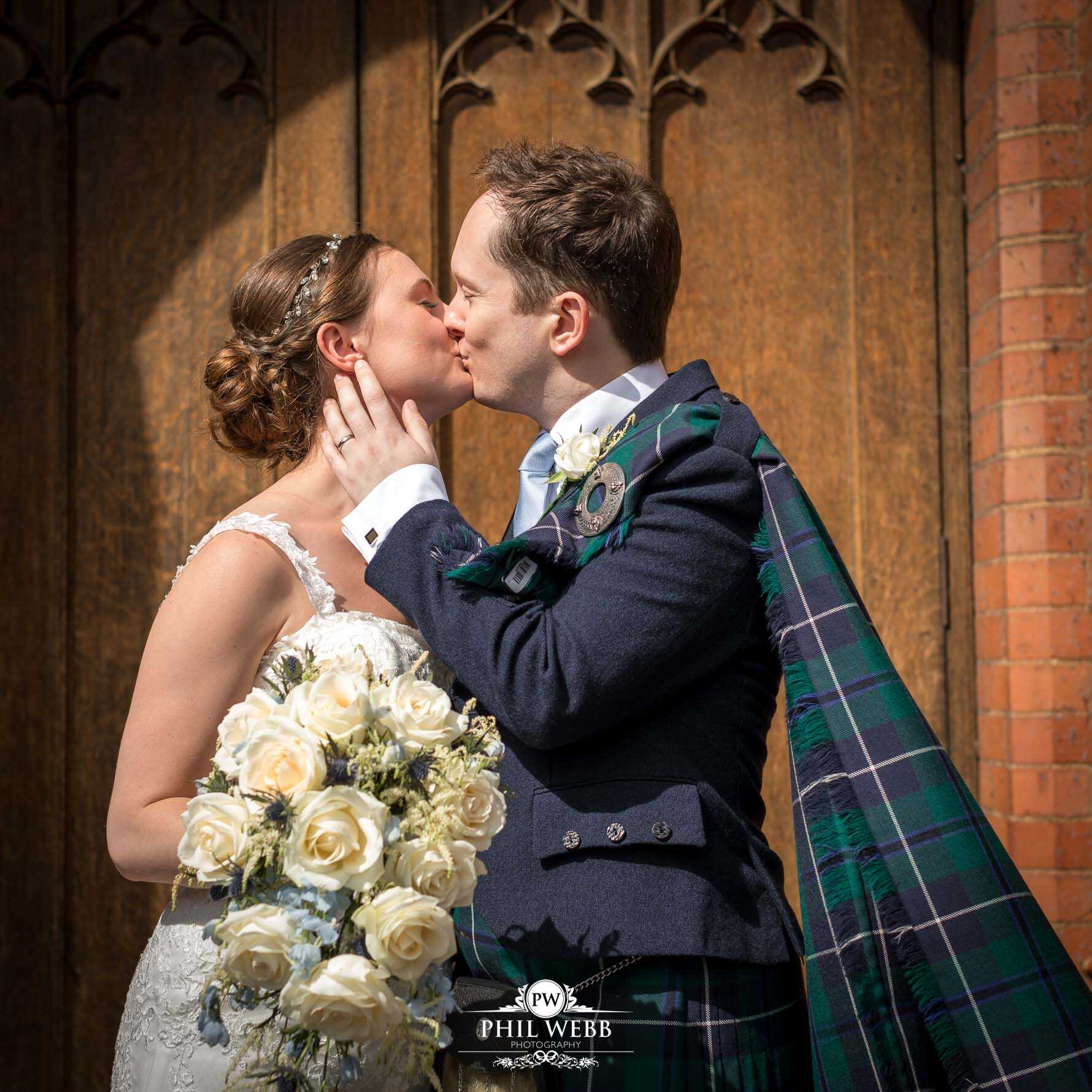 Dean Close School Chapel Wedding Photography bride and groom portrait