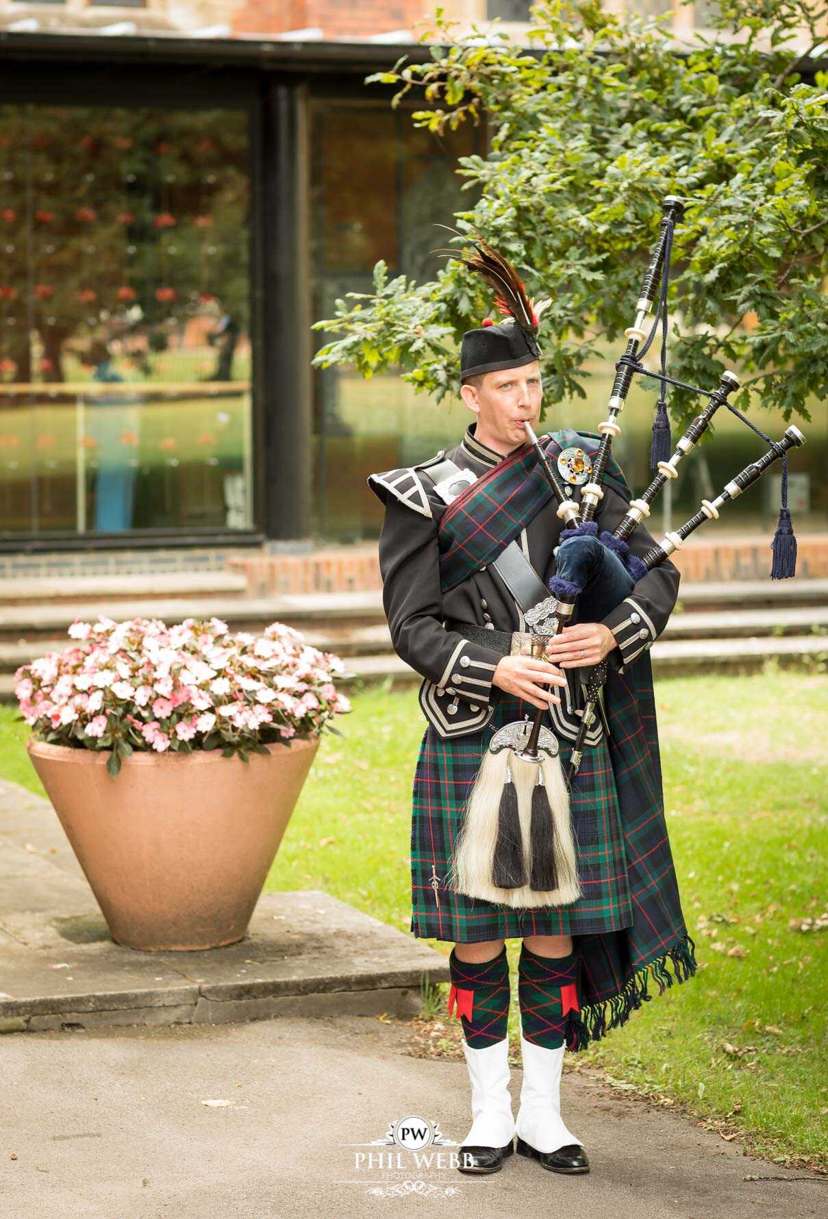 Dean Close School Chapel Wedding Photography bag piper