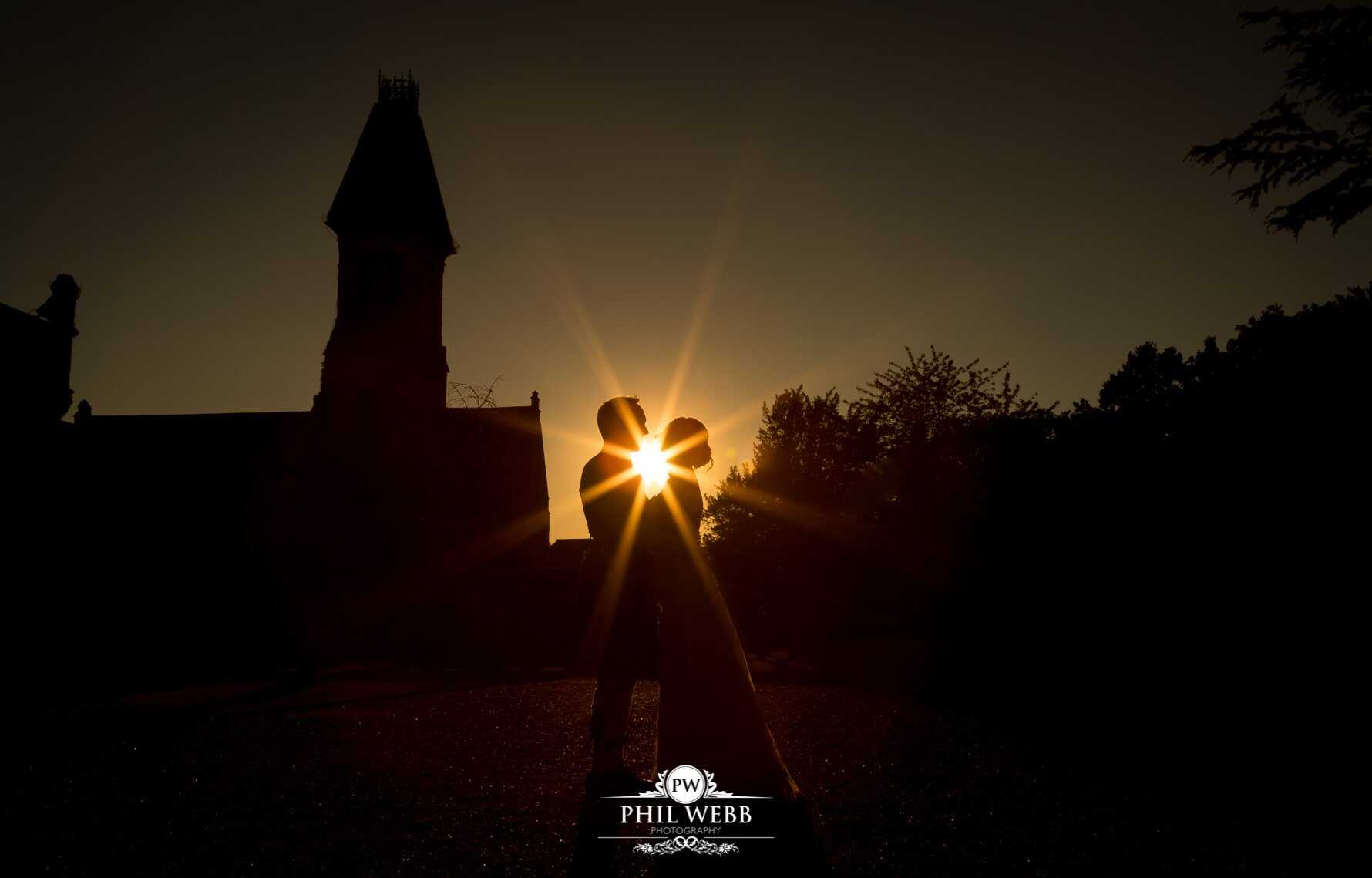 Manor by the Lake Wedding Photography sunset silhouette