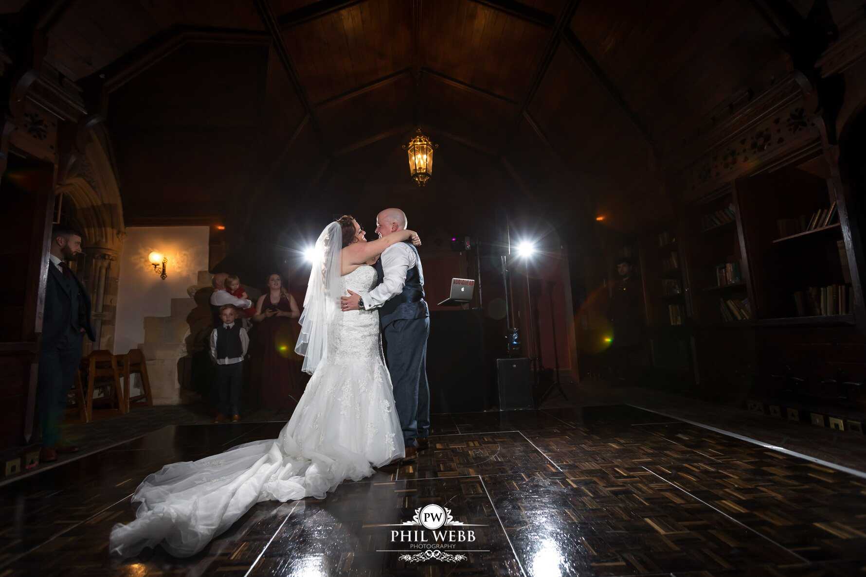 Ettington Park Hotel Wedding Photography bride and groom first dance