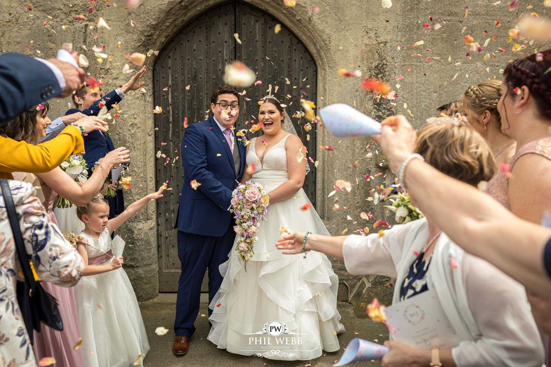 The Matara Centre Wedding Photography bride and groom portrait confetti