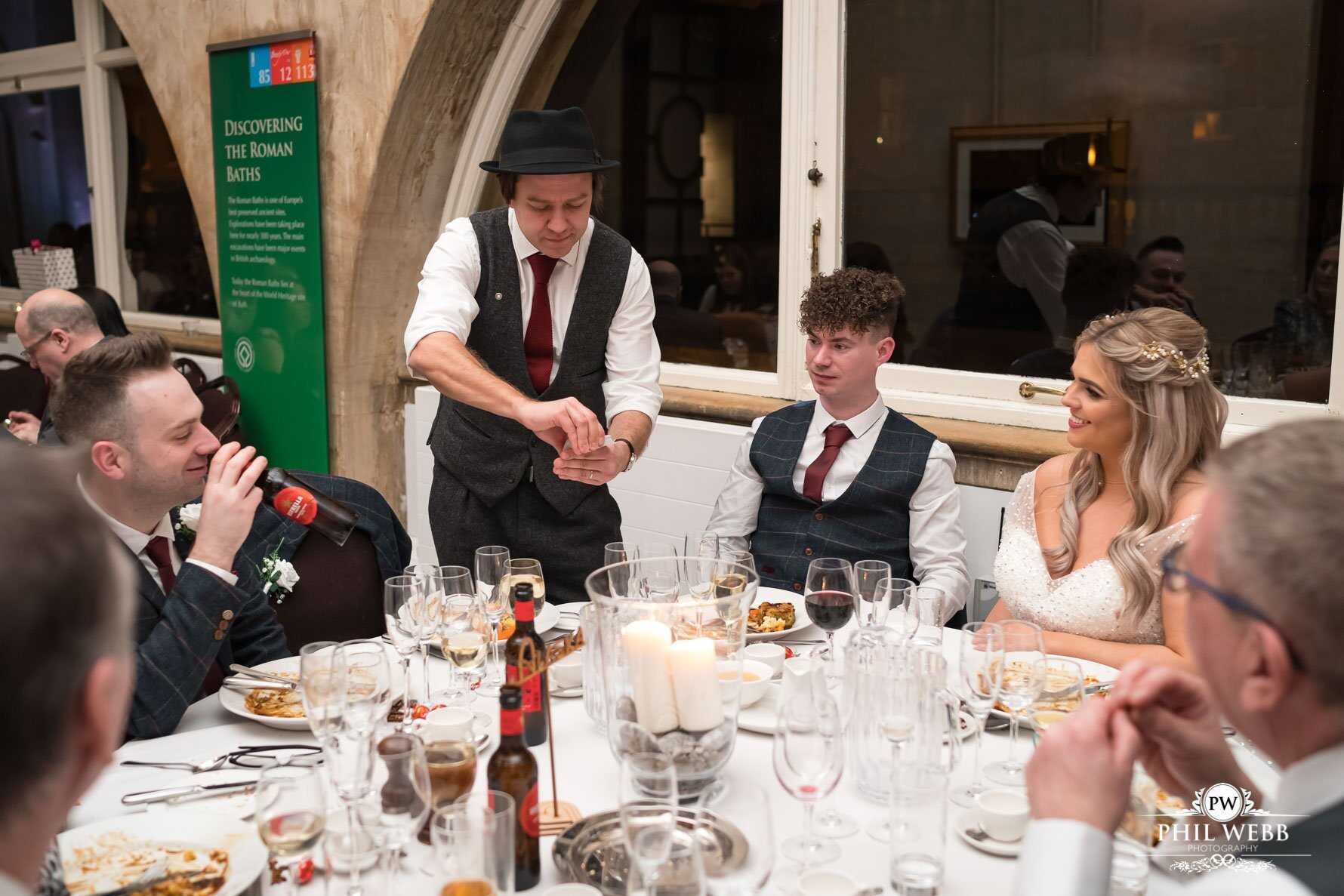 Roman Baths Wedding Photography wedding reception magician