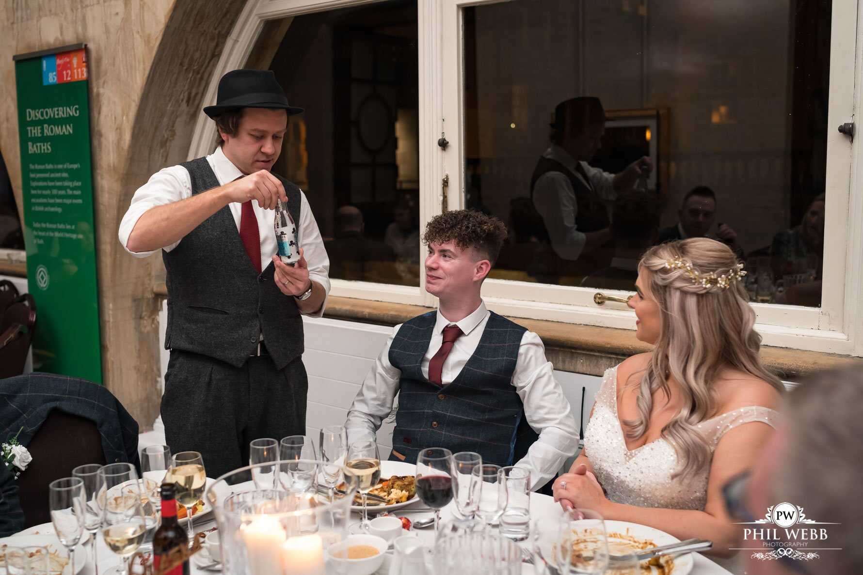 Roman Baths Wedding Photography reception magician