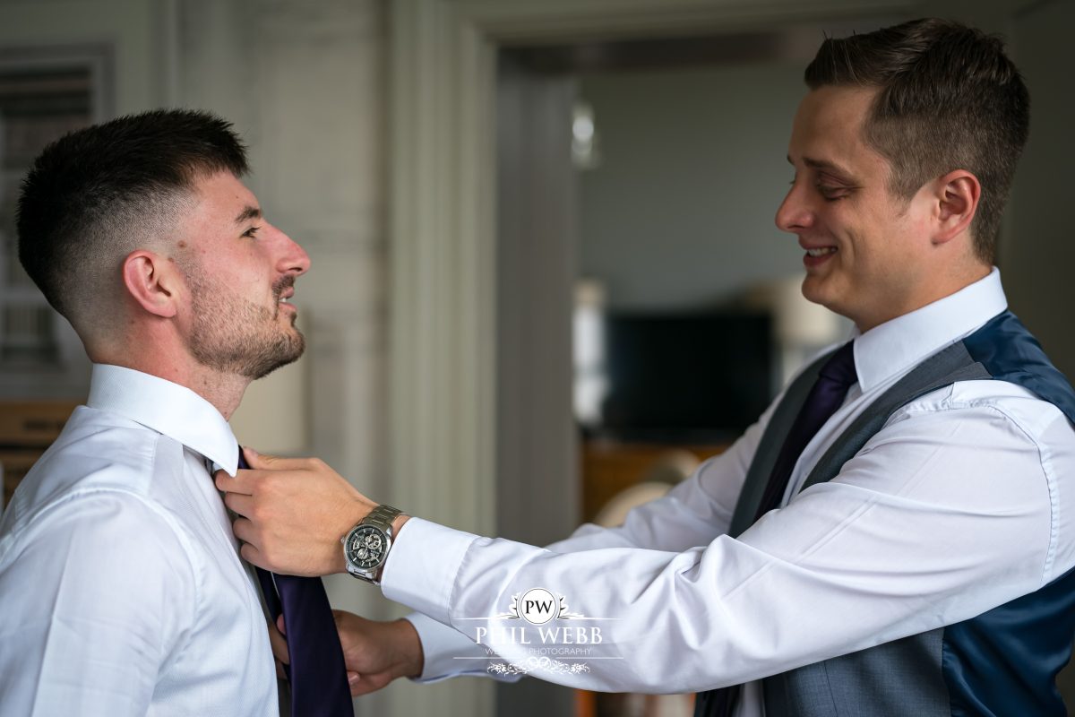 Clevedon Hall Wedding Photography groom preps
