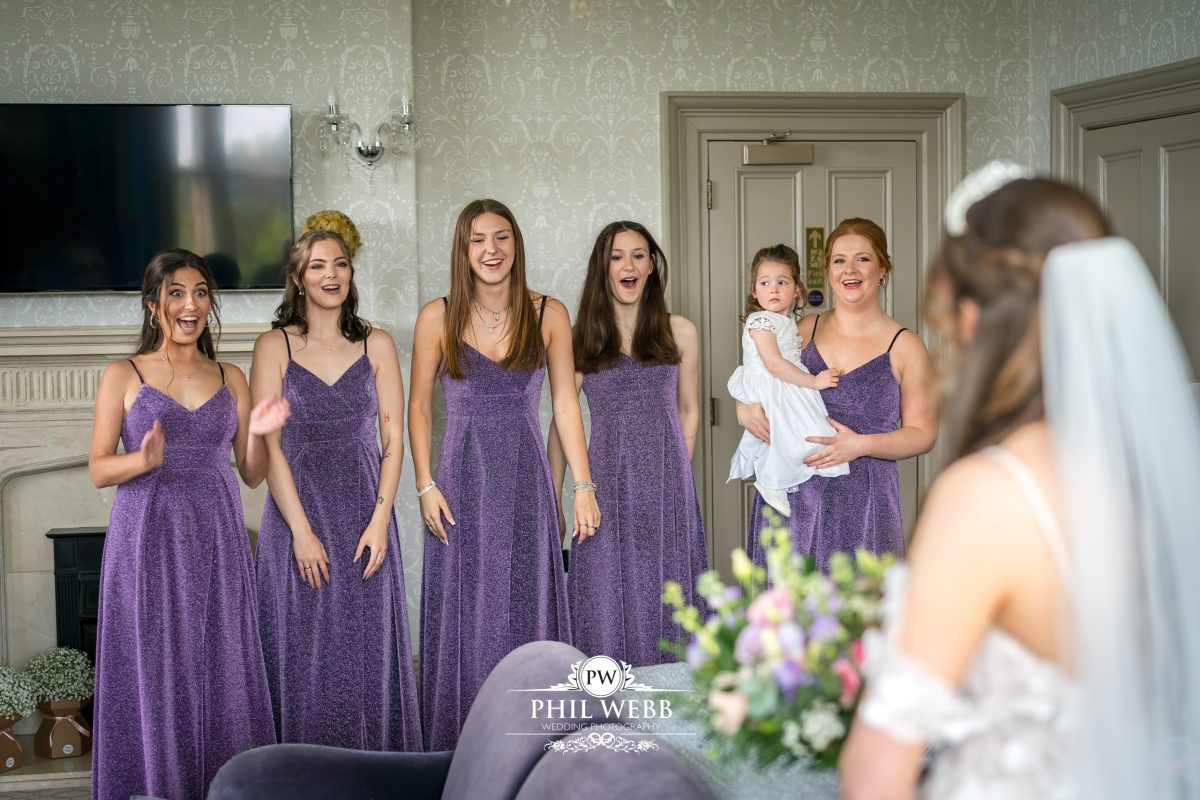 Clevedon Hall Wedding Photography bridesmaids first look