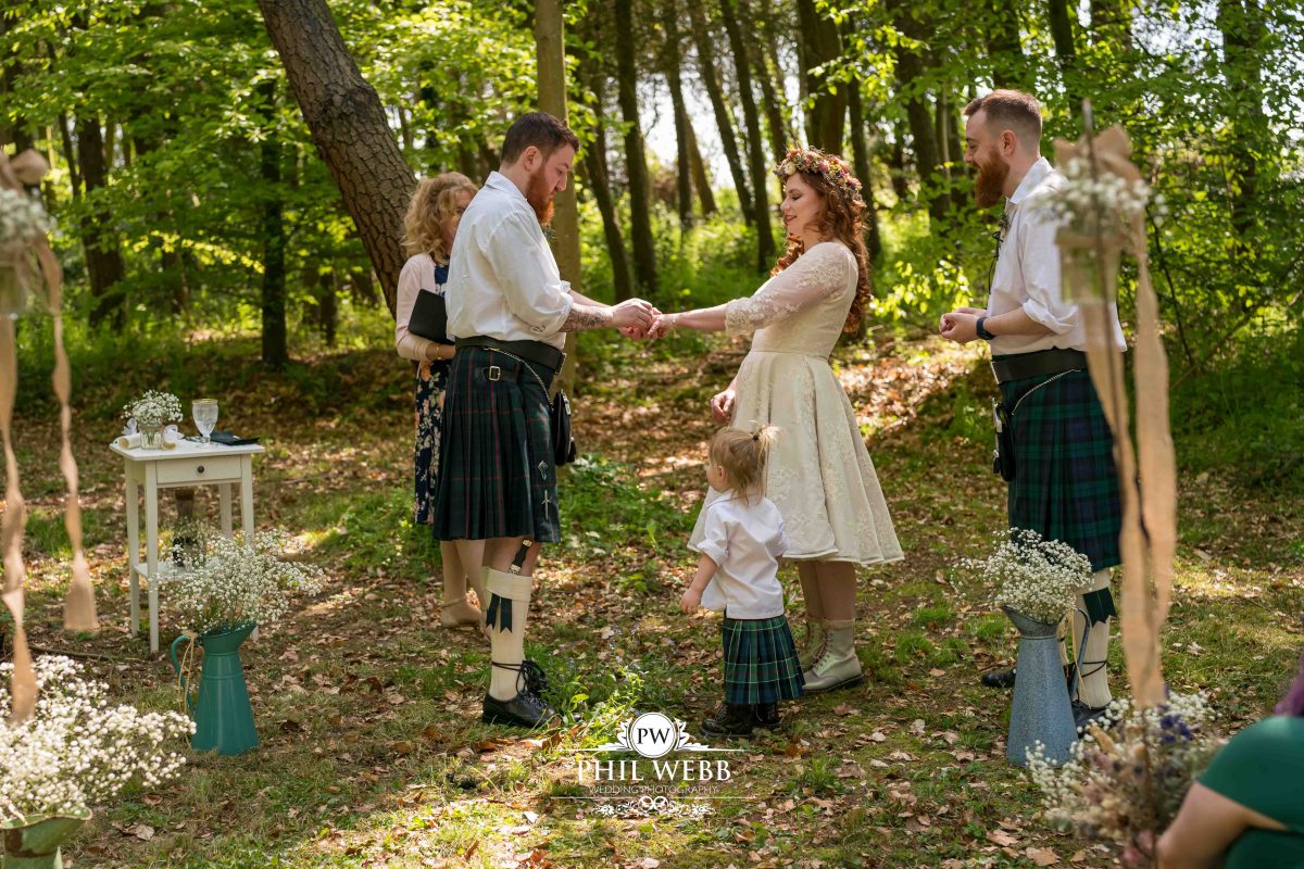 Enchanted Woodland Wedding Hereford bride and groom wedding ceremony