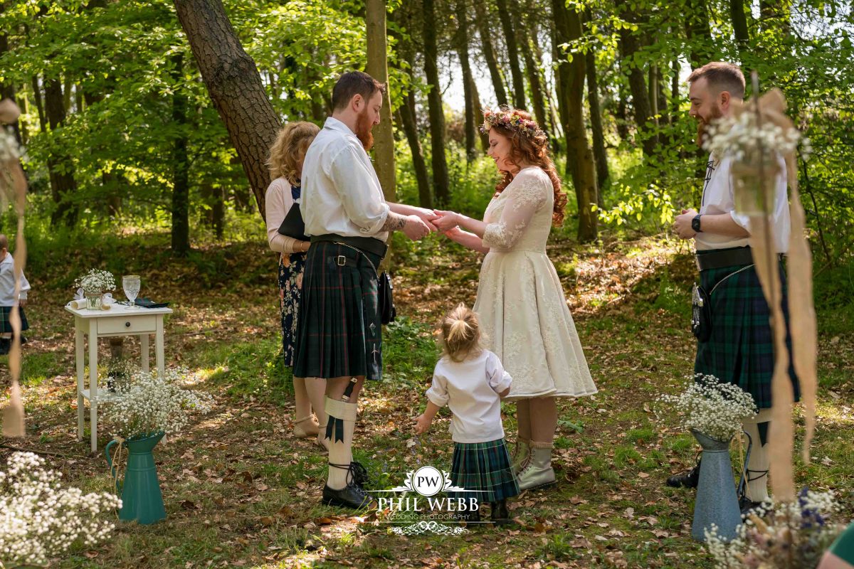 Enchanted Woodland Wedding Hereford bride and groom wedding ceremony