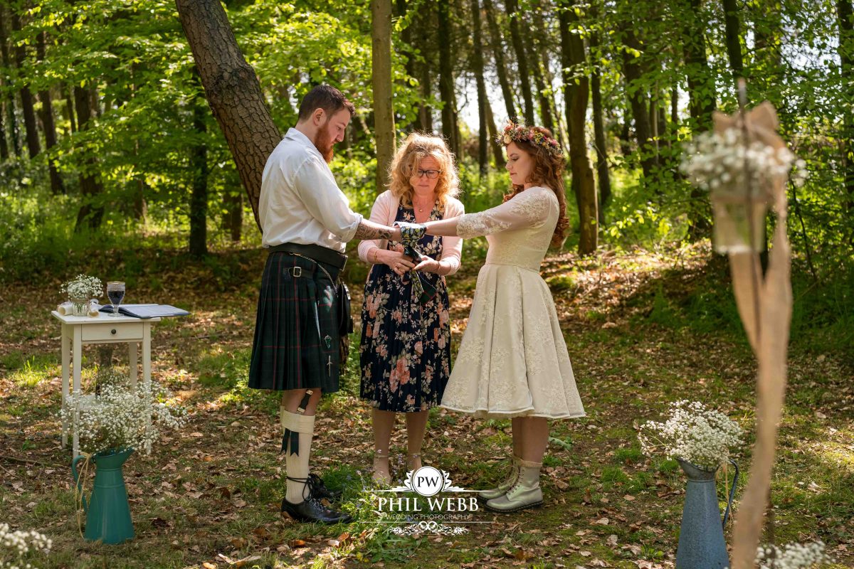 Enchanted Woodland Wedding Hereford bride and groom wedding ceremony