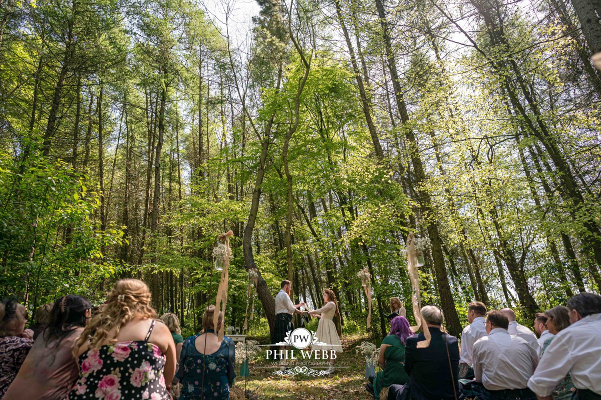 Enchanted Woodland Wedding Hereford bride and groom wedding ceremony