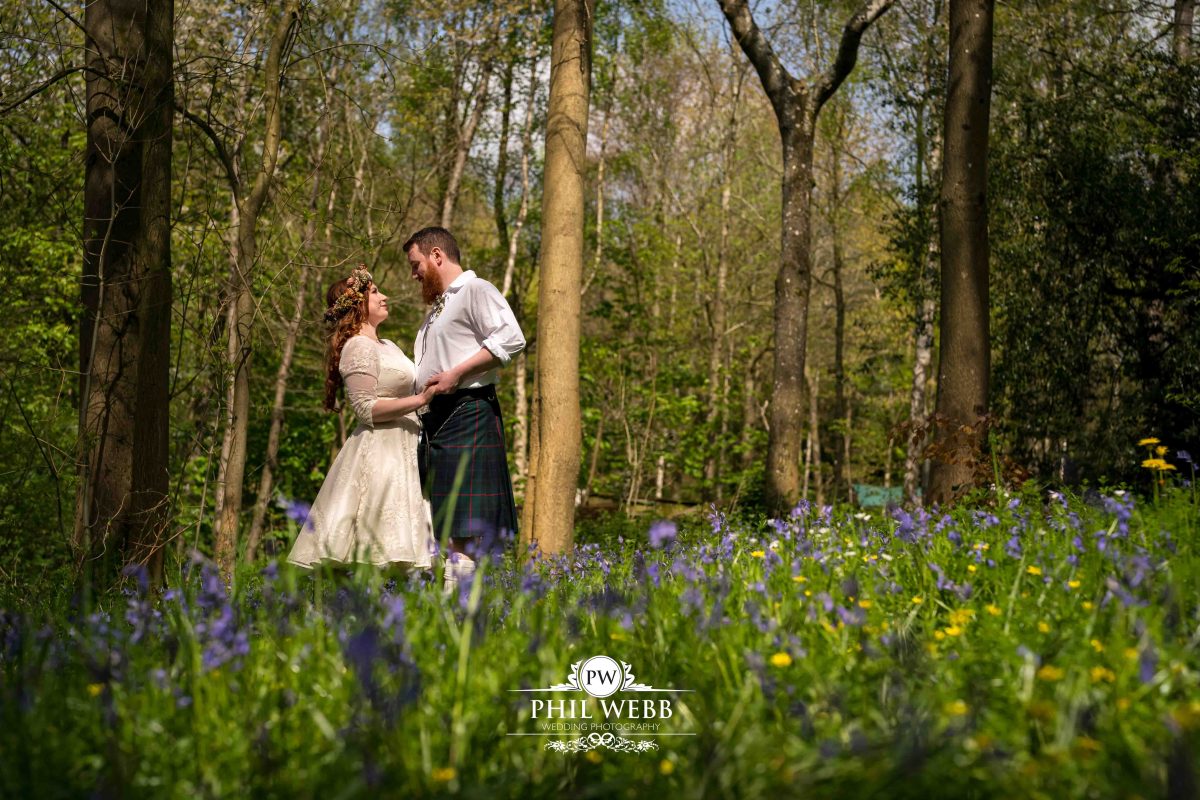 Enchanted Woodland Wedding Hereford bride and groom portrait