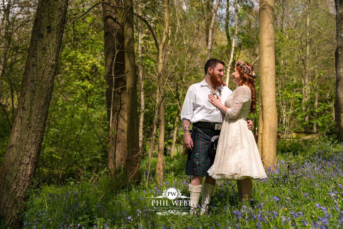 Enchanted Woodland Wedding Hereford bride and groom portrait