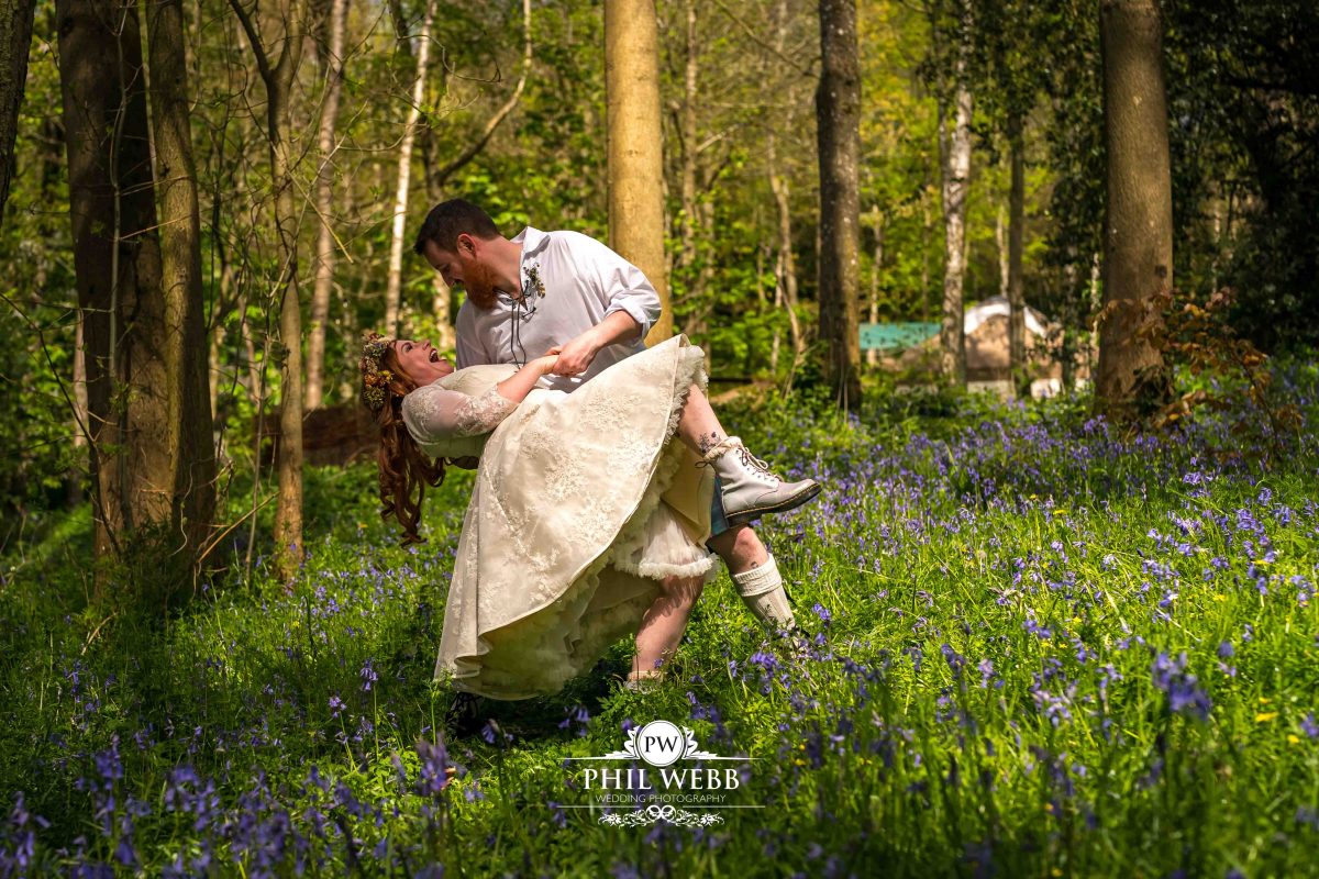 Enchanted Woodland Wedding Hereford bride and groom portrait