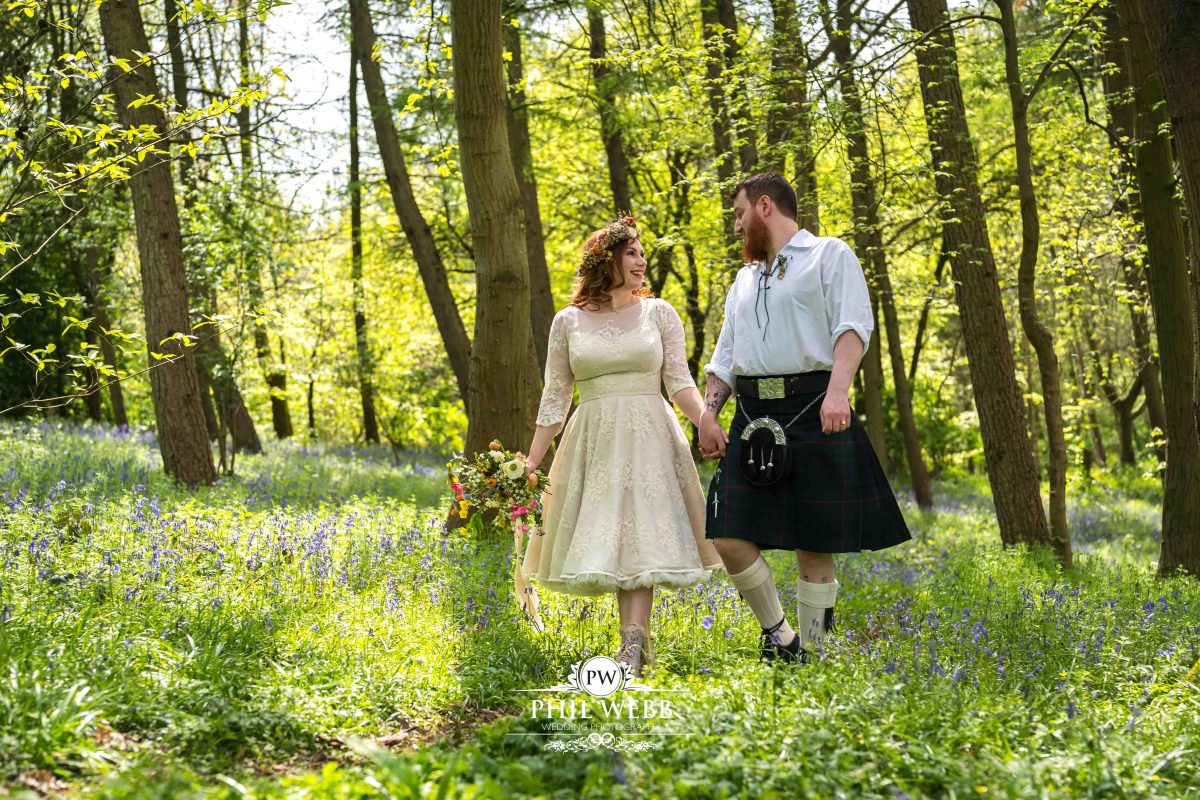 Enchanted Woodland Wedding Hereford bride and groom portrait