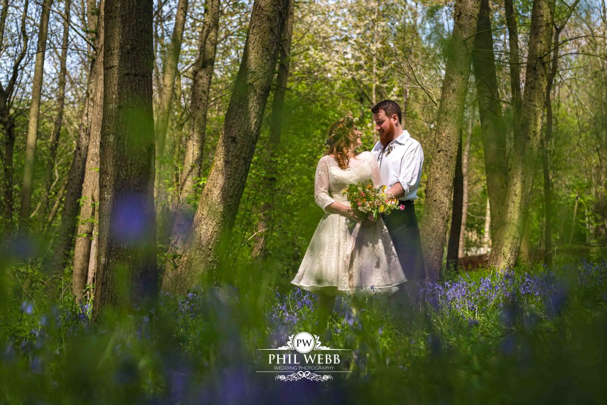 Enchanted Woodland Wedding Hereford bride and groom portrait