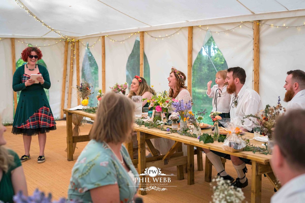 Enchanted Woodland Wedding Hereford reception speech's