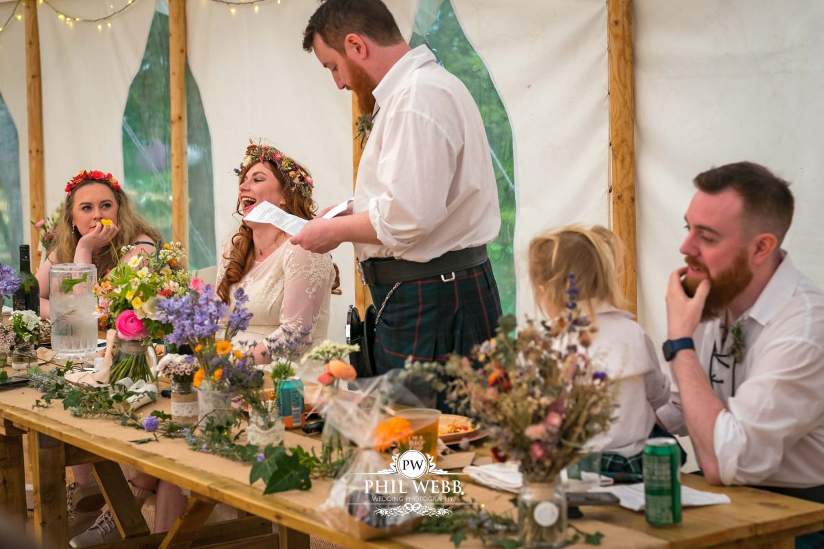 Enchanted Woodland Wedding Hereford reception speech's