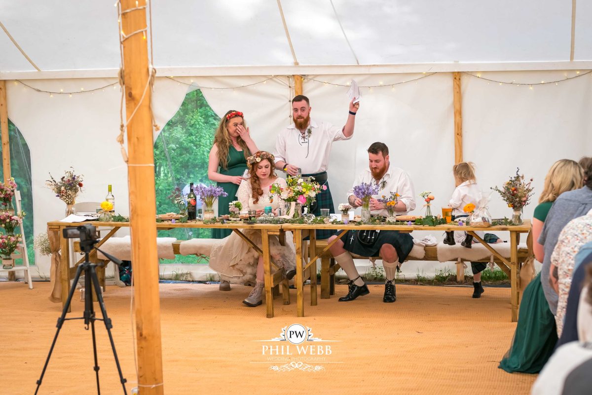 Enchanted Woodland Wedding Hereford reception speech's