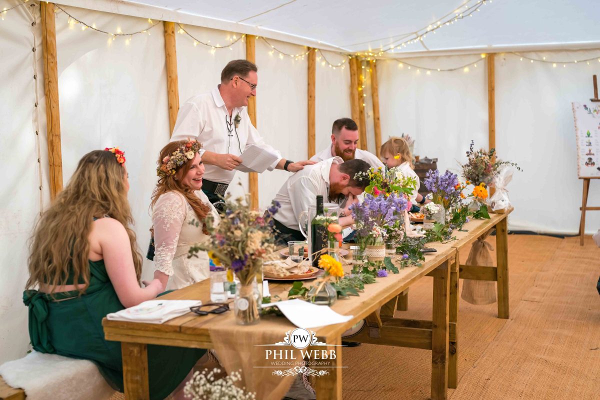 Enchanted Woodland Wedding Hereford reception speech's