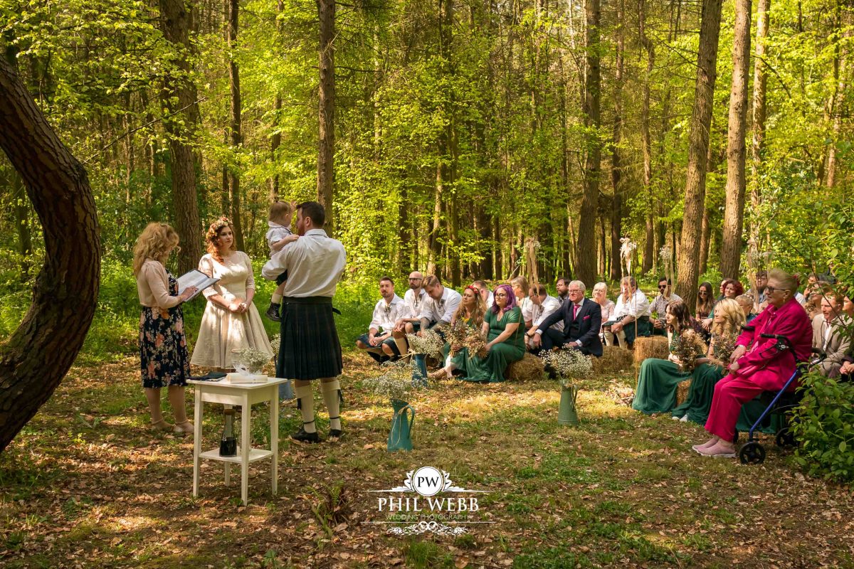 Enchanted Woodland Wedding Hereford bride and groom wedding ceremony