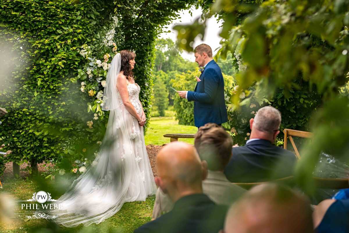 Pauntley Court Wedding Venue bride and groom wedding ceremony