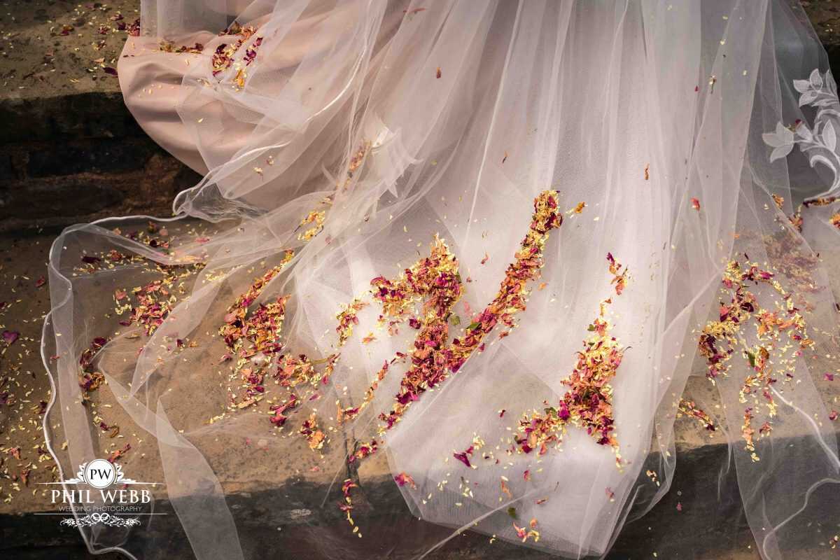 Pauntley Court Wedding Venue drinks reception confetti