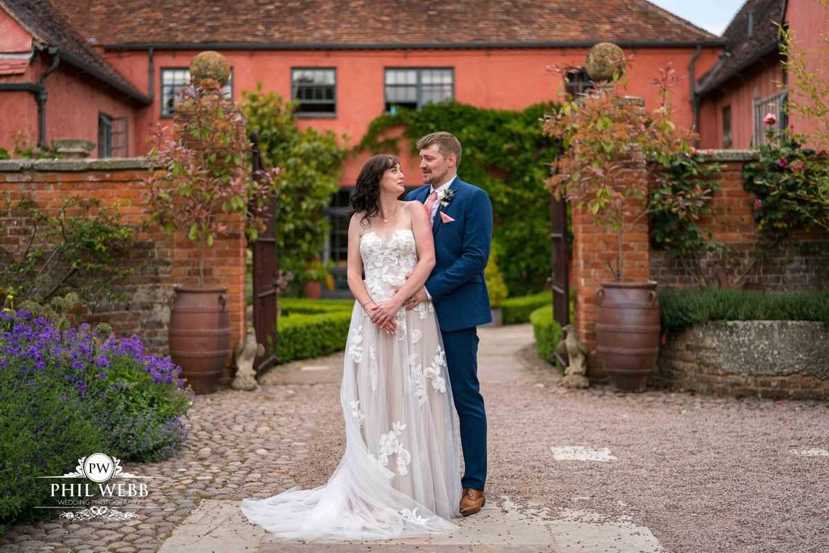Pauntley Court Wedding Venue bride and groom portrait