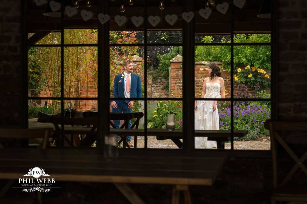Pauntley Court Wedding Venue bride and groom portrait