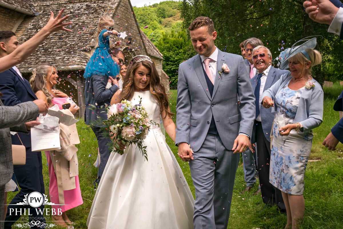 Bride and Groom confetti shower
