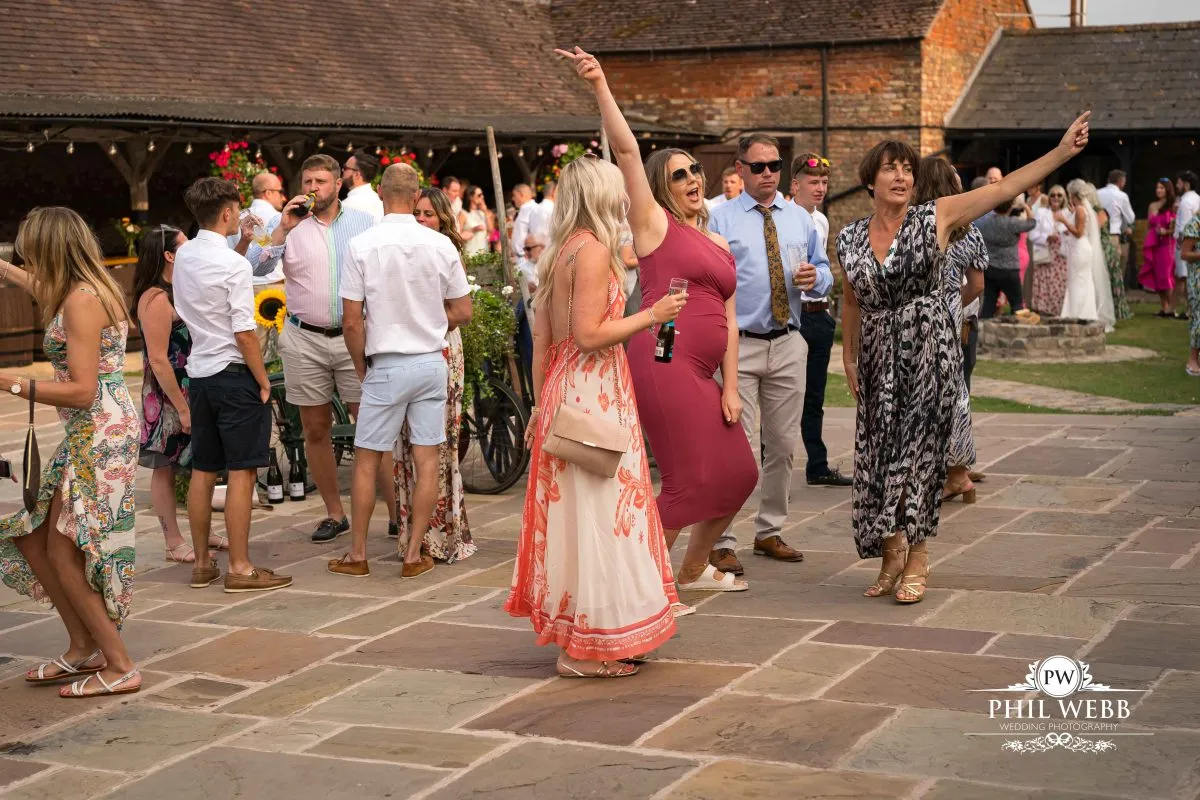 Over barn at Over Farm Wedding Photography drinks reception