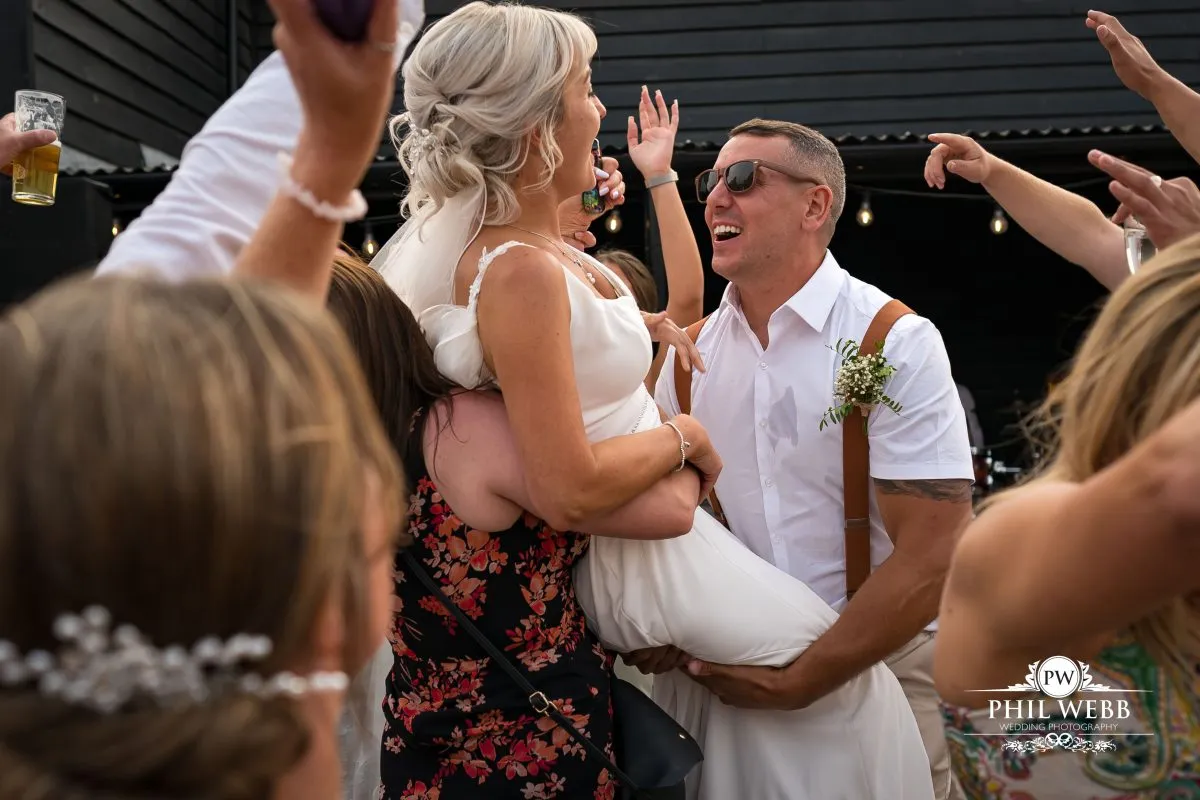 Over barn at Over Farm Wedding Photography drinks reception