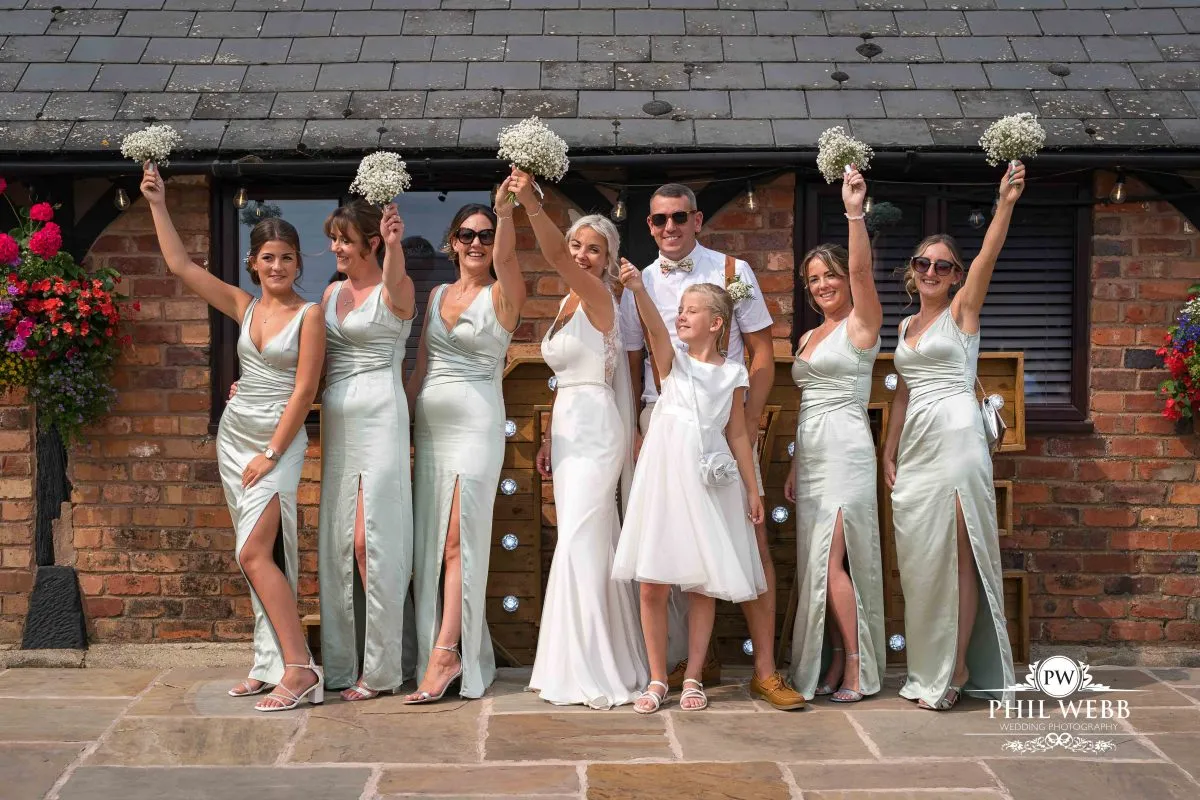 Over barn at Over Farm Wedding Photography group picture