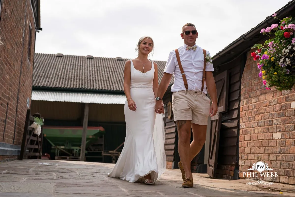 Over barn at Over Farm Wedding Photography bride and groom portrait