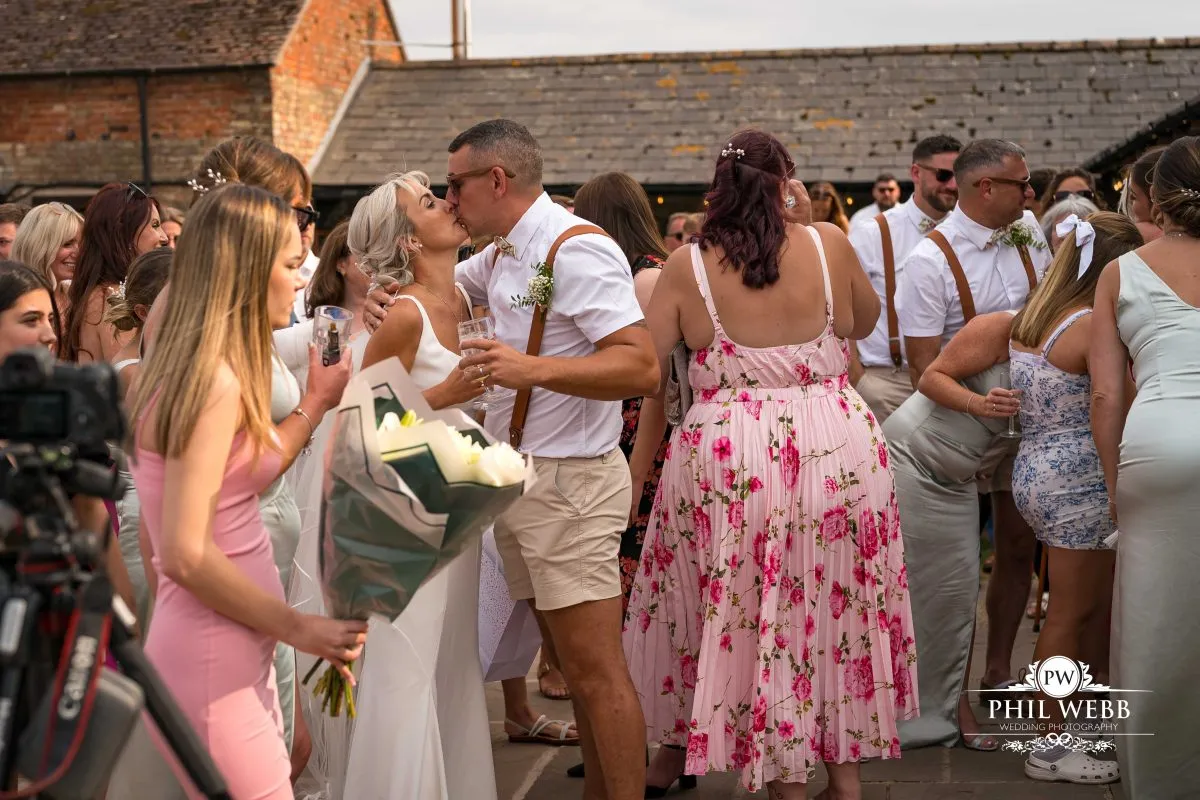 Over barn at Over Farm Wedding Photography drinks reception