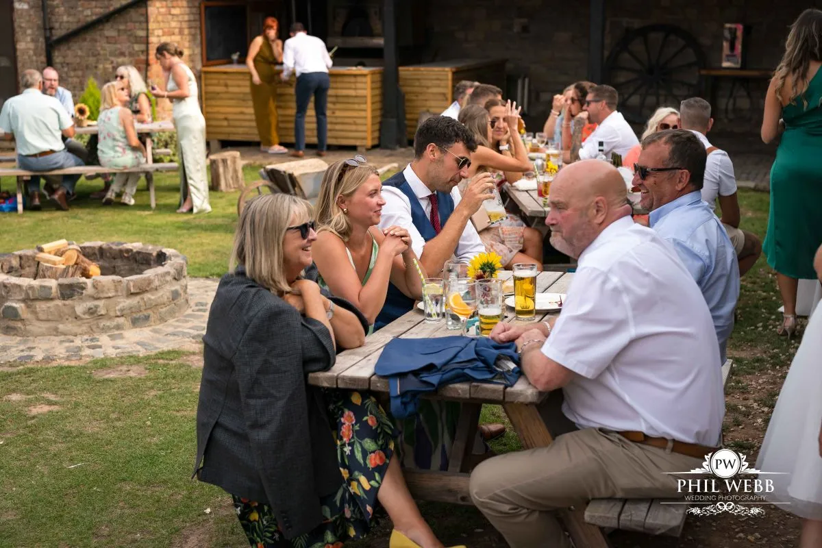 Over barn at Over Farm Wedding Photography drinks reception