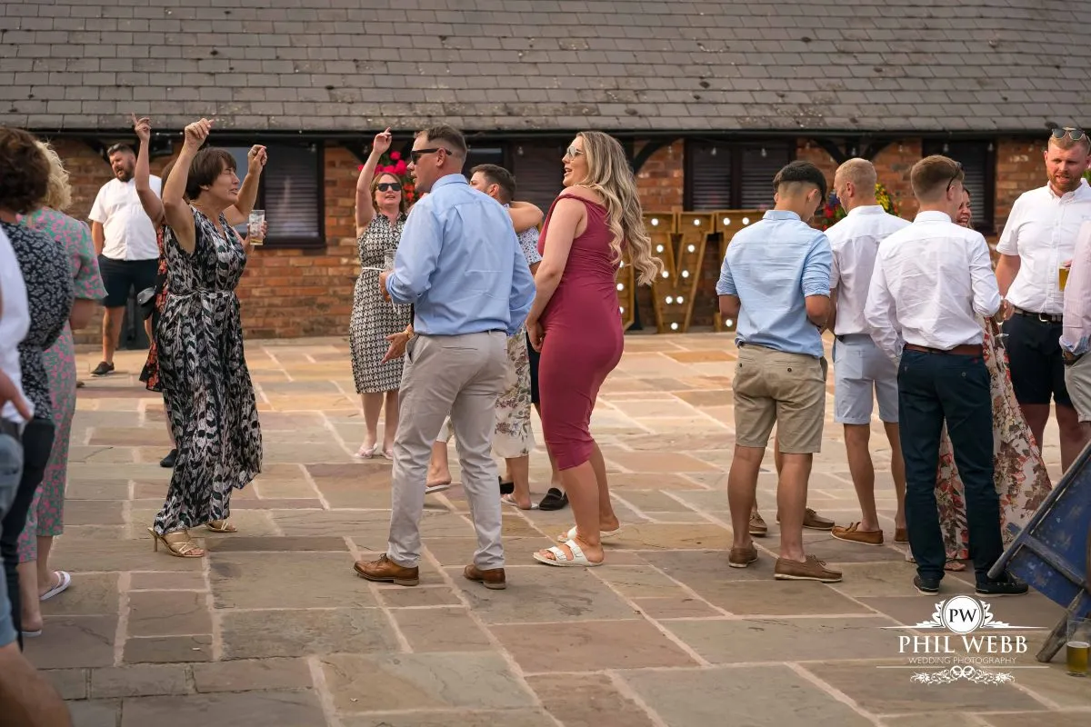 Over barn at Over Farm Wedding Photography drinks reception