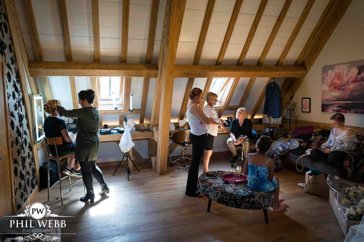 bride prep at Red House Barns Wedding Venue
