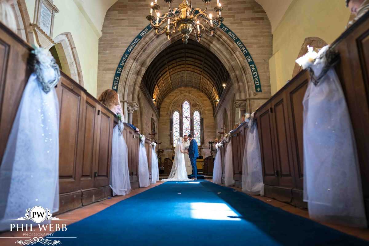 bride and groom wedding ceremony in church